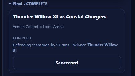 Scorecard final schedule